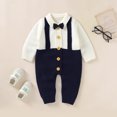 thumbnail image 1 of Baby Romper Long Sleeve Autumn Newborn Boys Jumpsuit Fashion Turn-down Collar Toddler Infant Clothing Knitted Playsuit One Piece, 1 of 5