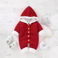 thumbnail image 1 of Baby Romper Solid Knitted Newborn Girl Boy Jumpsuit Fashion Hooded Infant Clothing Long Sleeve Autumn Winter Overalls 0-18M Fleece Warm, 1 of 4