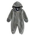 thumbnail image 1 of Baby Romper Winter Boy Girl Solid Fleece Zipper Fold-over Mitten Footie Hooded Jumpsuit Outerwear Fall Spring Newborn Baby Jumpsuit, 1 of 9