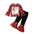 thumbnail image 1 of Baby Rompers 0-3 Months Boy clothes under $5.00 Girls Suit Santa Claus Plaid Color Matching Bell Bottom Pants Two Piece Suit Christmas Holiday, 1 of 1
