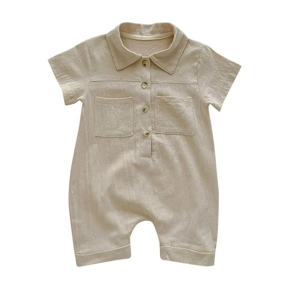 Baby Rompers 0-3 Months Toddler Clothes Jumpsuit Boys Girls Baby Botton Round Neck Cute Solid Rompers
