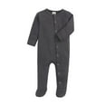 thumbnail image 1 of Baby Rompers Baby Newborn Spring Summer Solid Footed Pajamas with Mitten Cuffs Unisex Snap Up Romper Jumpsuit Girls Romper Dark Gray 6 Months-9 Months, 1 of 3