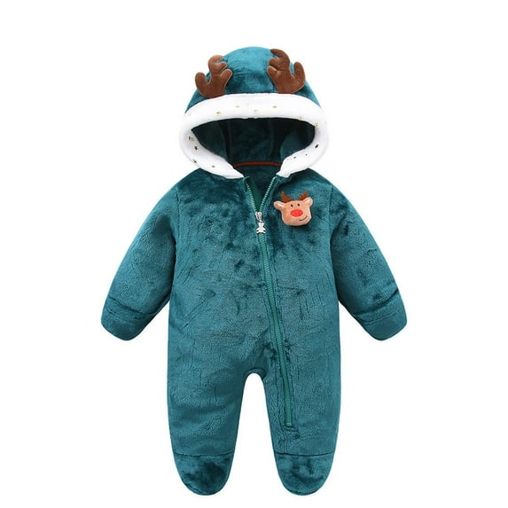 Baby Rompers Baby Winter Jumpsuit, Christmas Snowsuit, Romper Warm Coat Boys Jumpsuits Green 6 Months-9 Months