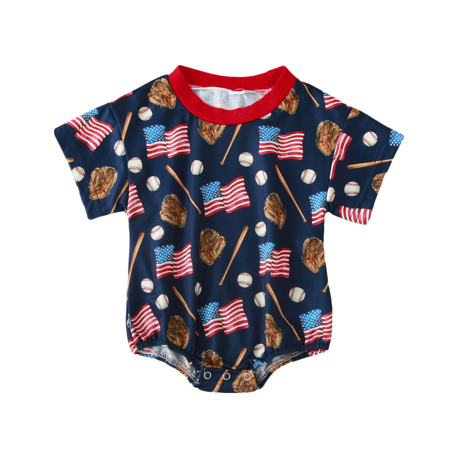 Baseball Printed Jeans Stuff Romper For Baby Boy main image 0