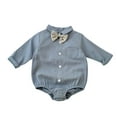 thumbnail image 1 of Baby Rompers Boy Long Sleeve Gentleman Bowknot Romper Bodysuit Outfit Clothes Onesies Boy Light Blue 0 Months-6 Months, 1 of 1