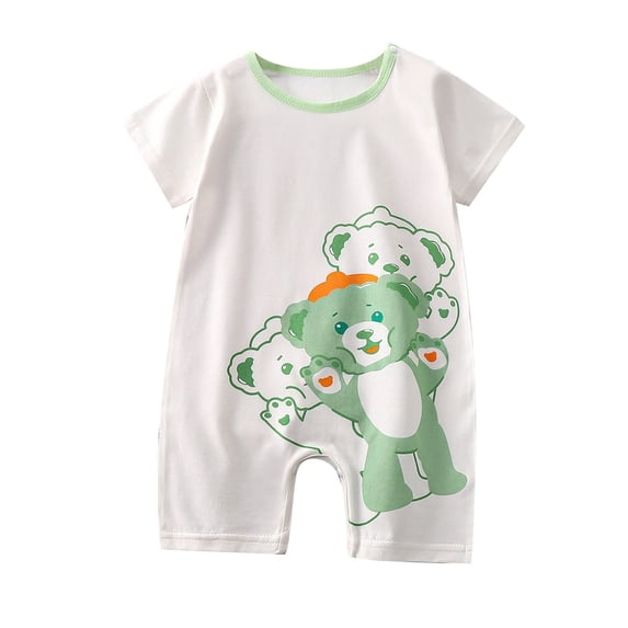 Baby Rompers Boy Playful Cartoon Short Sleeve Crew Neck Basic Short Bodysuit Summer Daily Outdoor Outfit