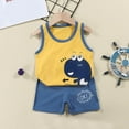 thumbnail image 1 of Baby Rompers Boy Toddler Baby Boy Summer Clothes Cartoon Sleeveless T-Shirt Tees + Casual Shorts Cute Clothing Set, 1 of 3