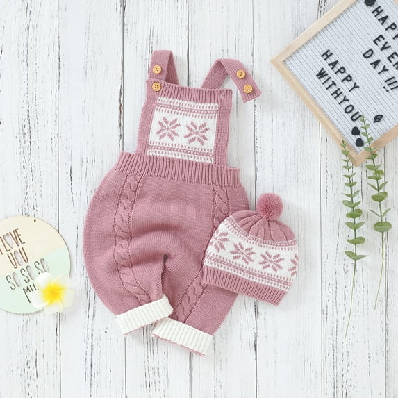 Baby Rompers Clothes Autumn Winter Sleeveless Knitted Newborn Boys Girls Jumpsuits Hats Caps Outfit Sets Toddler Infant Playsuit