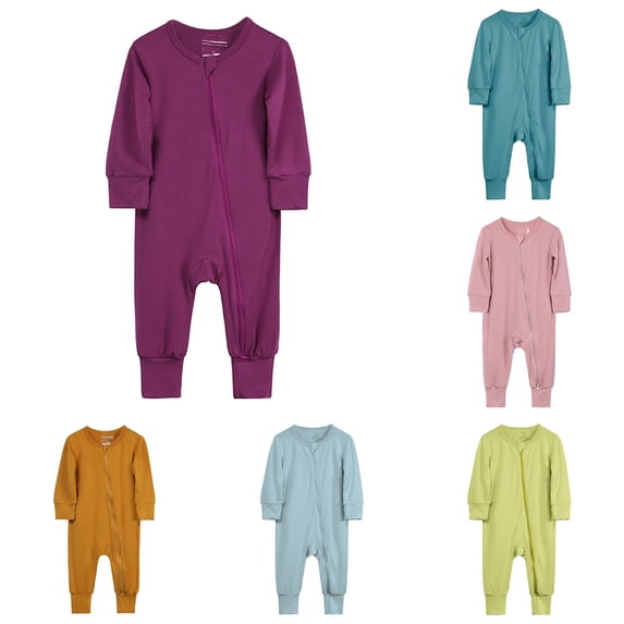 Baby Rompers Footless Pajamas Zipper Long Sleeve Sleeper Jumpsuit N Apparel 3-6 Months