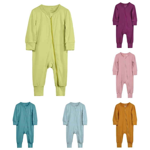 Baby Rompers Footless Pajamas Zipper Long Sleeve Sleeper Jumpsuit N Apparel 6-12 Months