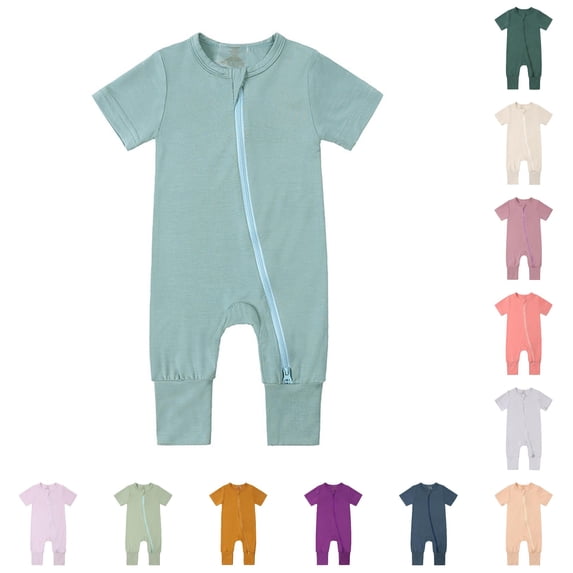 Baby Rompers Footless Pajamas Zipper Short Sleeve Sleeper Jumpsuit
