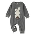 thumbnail image 1 of Baby Rompers Girl Baby Boy and Girl Easter Bunny Embroidered Jumpsuit Toddler Crawlies Suit Toddler Romper Grey 0 Months-3 Months, 1 of 7