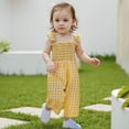 thumbnail image 1 of Baby Rompers Girl Girls Sleeveless Flutter Lattice Print Romper Jumpsuits Girls Jumpsuit Yellow 2-3 Years, 1 of 7