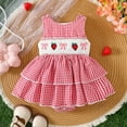 thumbnail image 1 of Baby Rompers Girl Toddler Girls Summer Sleeveless Plaid Romper Fashion Bodysuits Dress with Bow Strawberry Embroidery Baby Romper Red 0 Months-3 Months, 1 of 6