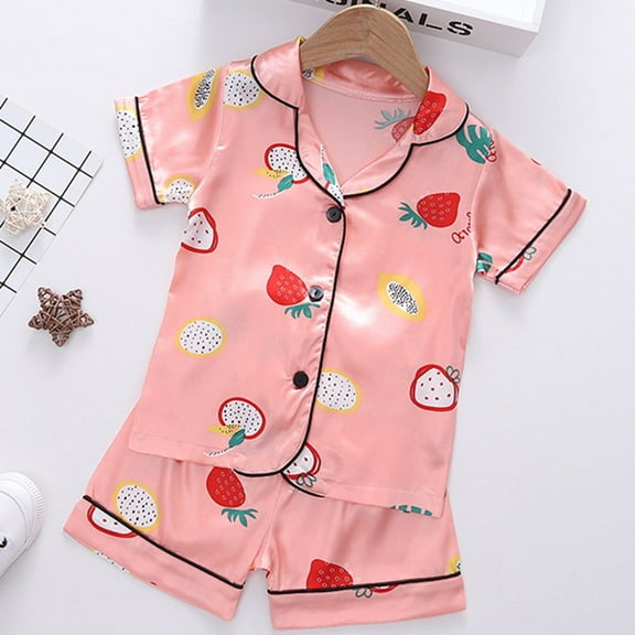 Baby Rompers Girl Kids Cartoon Print Short Sleeve Sleepwear Outfits Pajamas Clothes Baby Clothes Unisex Pink 18 Months-24 Months