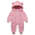 thumbnail image 1 of Baby Rompers Girl Kids Hooded Snowsuit Winter Warm Jumpsuits Girls Jumpsuit Pink 6-12 Months, 1 of 6