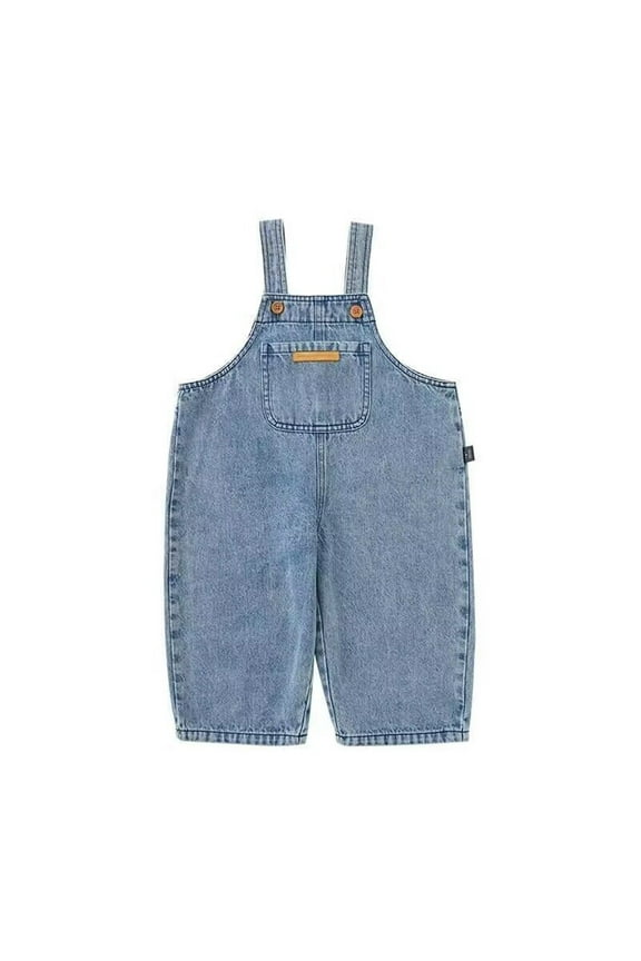 Baby Rompers Girl Kids Toddler Boys and Girls Summer Solid Denim Overalls Playwear Soft Breathable Shortalls with Adjustable Straps Baby Bubble Romper Blue 1 Years-3 Years