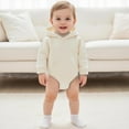 thumbnail image 1 of Baby Rompers Long Sleeve Boys Girls Cotton Hooded Sweatshirt Beige 1-2Years, 1 of 5