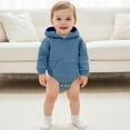 thumbnail image 1 of Baby Rompers Long Sleeve Boys Girls Cotton Hooded Sweatshirt Blue 1-2Years, 1 of 7