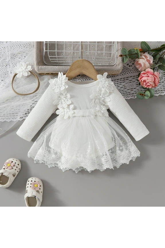 Baby Rompers Baby Girl Boho Outfits Lace Ruffle Romper Dress Jumpsuit Bodysuit Photoshoot Outfit Baby Girl Bubble Romper White 0 Months-3 Months