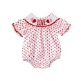 thumbnail image 1 of Baby Rompers Baby Girl Ruffles Cute Cute Red Polka Dots Point Jumpsuit Bodysuit Onesies White 12 Months-18 Months, 1 of 6