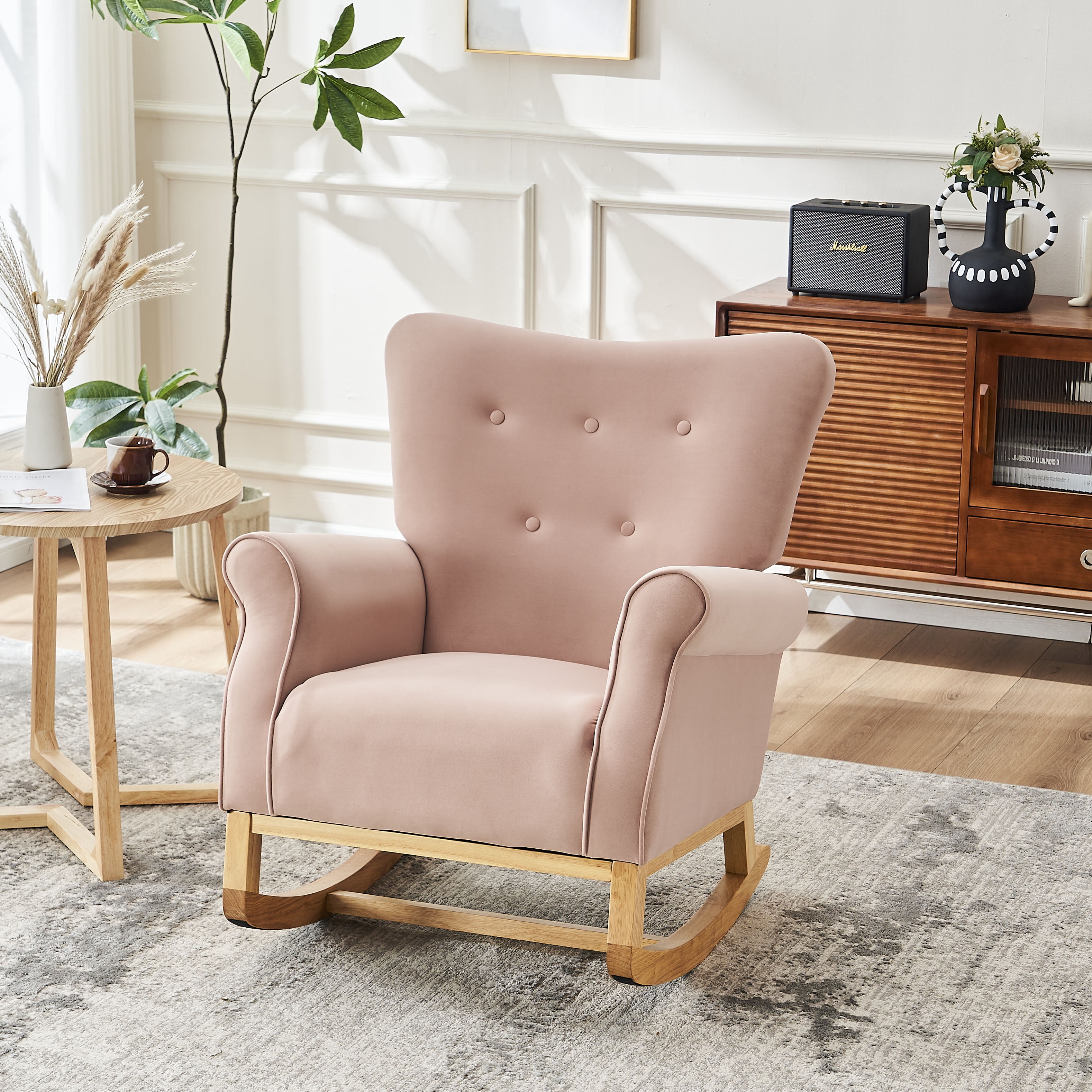 Baby Room High Back Rocking Chair Nursery Chair , Comfortable Rocker ...