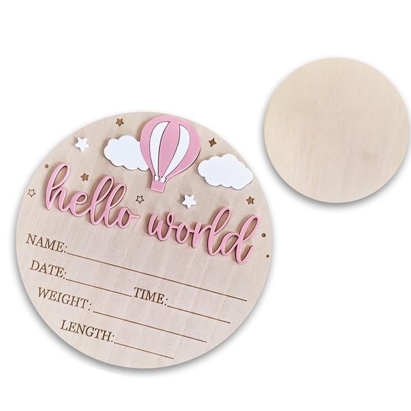 Baby Room Wall Plaques With Birth Announcement Natural Texture Design Newborns Hello Worlds Sign Home Decors Gift