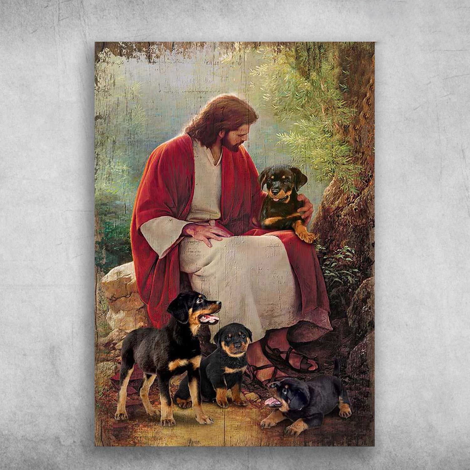 Baby Rottweiler God, Rottweiler Jesus Lover 16 x 24 Inch Poster ...
