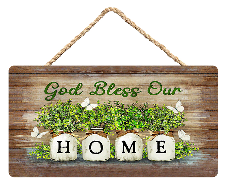 Baby Rubber Plant Vase White Butterfly God Bless Wooden Sign For Home ...