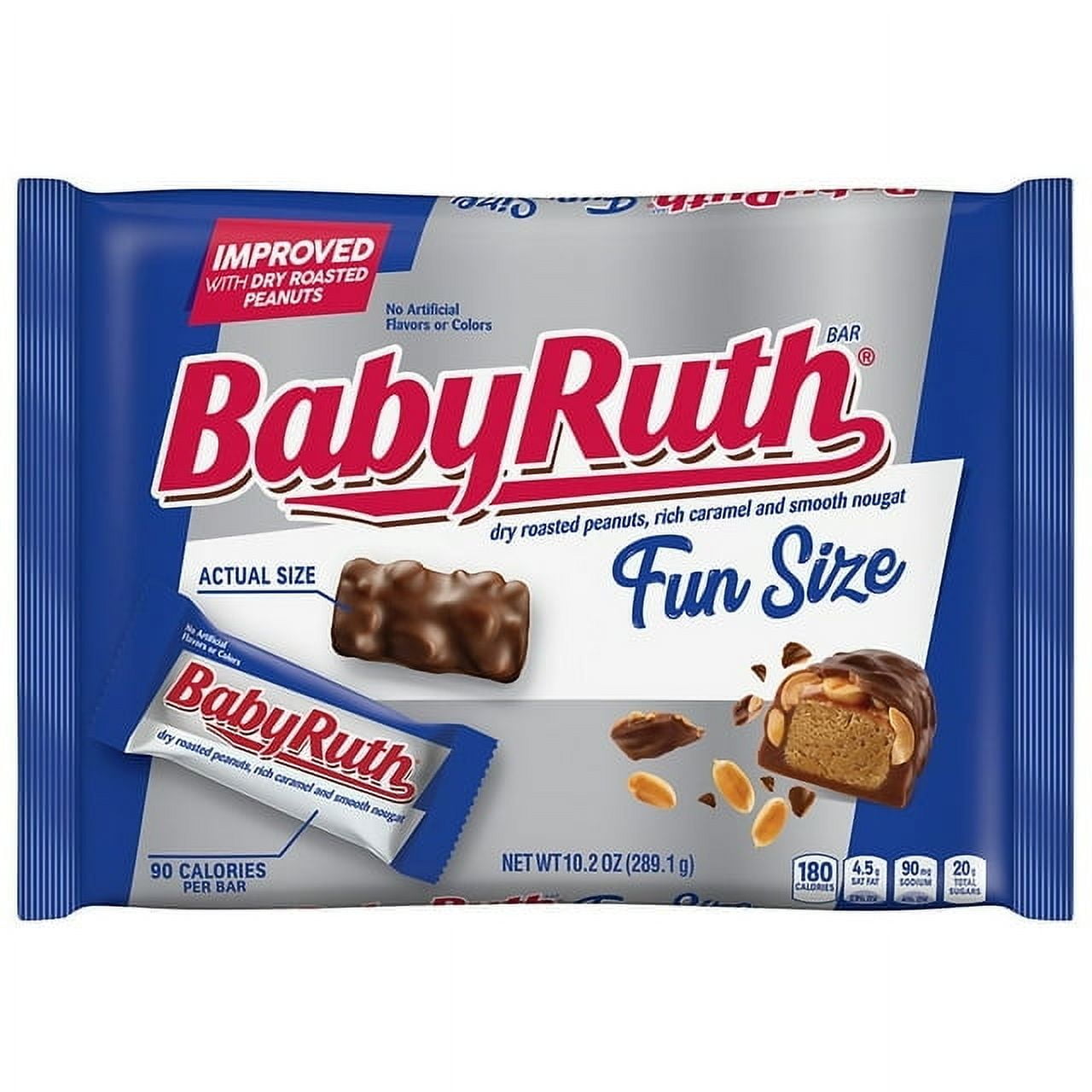 Baby Ruth Chocolate Bars, Fun Size Candy, Small Bag 10.2 oz, Mini ...