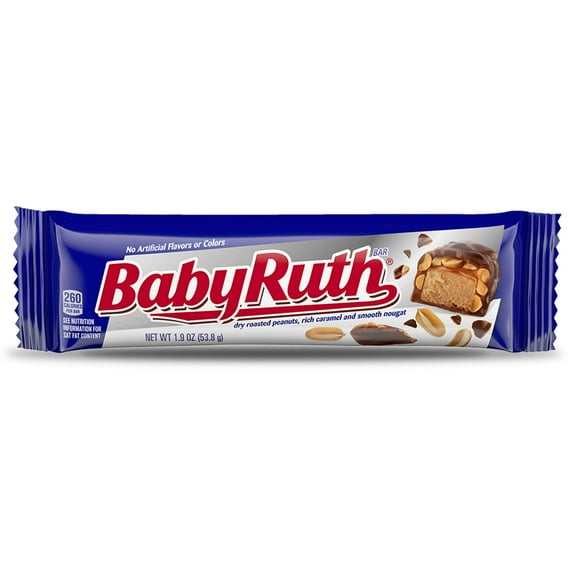Baby Ruth Chocolatey, Peanut, Caramel, Full Size Candy Bar, 1.9 oz