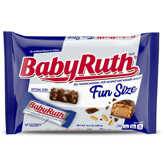 Baby Ruth, Chocolatey, Peanut, Caramel, Nougat, Fun Size Candy Bars, 10.2 oz