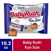 Baby Ruth Halloween Candy Bars Fun Size, Peanuts, Rich Caramel, Smooth Nougat, Individually Wrapped, 10.2 oz Bag