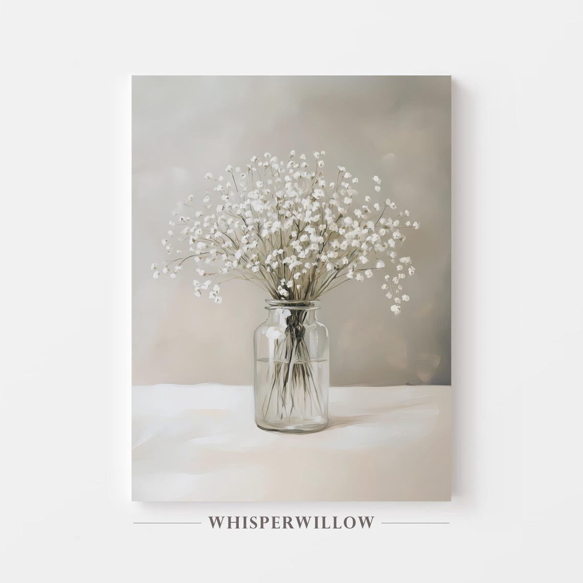 Gallery Detail: Baby S Breath Bouquet Wall Art Calming Neutral Floral Decor