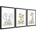 thumbnail image 1 of Baby Safari Nursery Wall Decor Set of 3, Cute Jungle Animal Kids Canvas Wall Art Paintings, Animal Giraffe Elephant Nursery Posters Prints Pictures for Boys and Girls Kids Room Bedroom Unframed, 1 of 6