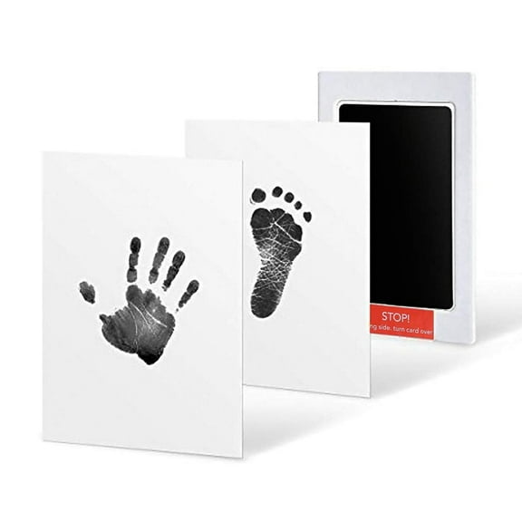 Baby Safe Inkless Handprint & Footprint Kit Black Non-Toxic Touch-Free Ink Pad for Newborn Keepsakes & Memory Crafts TIKA