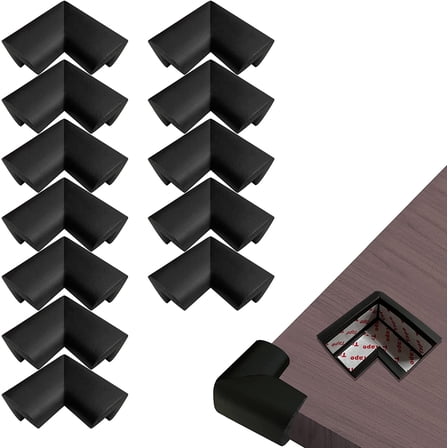 Baby Safety Corner Protectors (12-Pack) Black