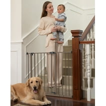 Baby Safety Gate,28.9-42.1" Wide,30" Tall Pressure Mounted,Brown
