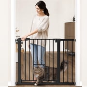 Pet Safety Gate, 29.5-40.5Wide Pet Safety Gate with Cat Door, Black