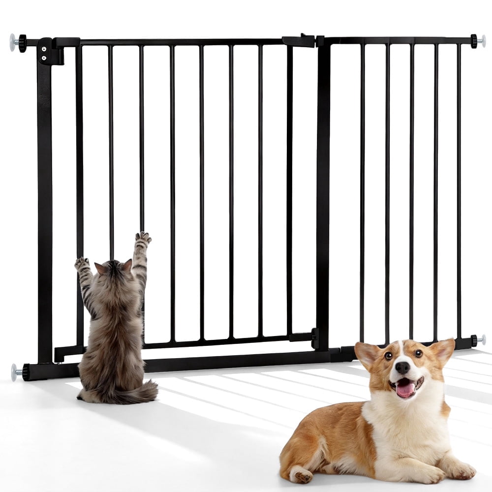 Baby Safety Gate, DOMIPET 29.5-46" Pet Gate for Stairs and Doorway,Pressure Mount Baby Gate for Ages 6 to 36 Months, Black