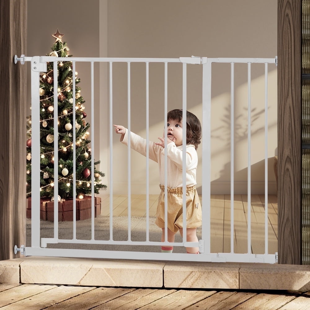 SINGES Baby Safety Gate, Easy Walk Door, 30'' Tall for Stairs
