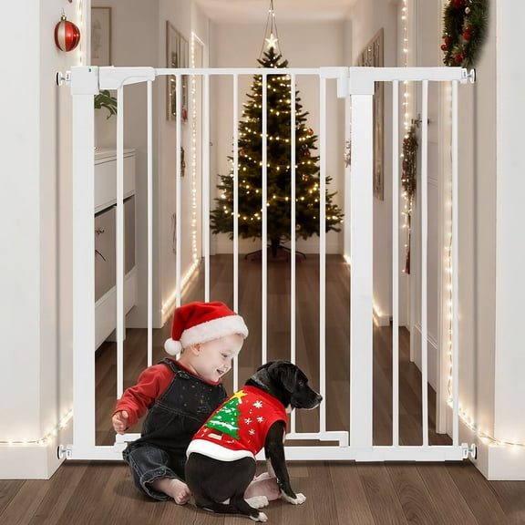 Baby Safety Gate, Caveen 36" Tall, 29.5-40.6" for Stairs and Doorway,Pressure Mount Baby Gate for Ages 6 to 36 Months, White