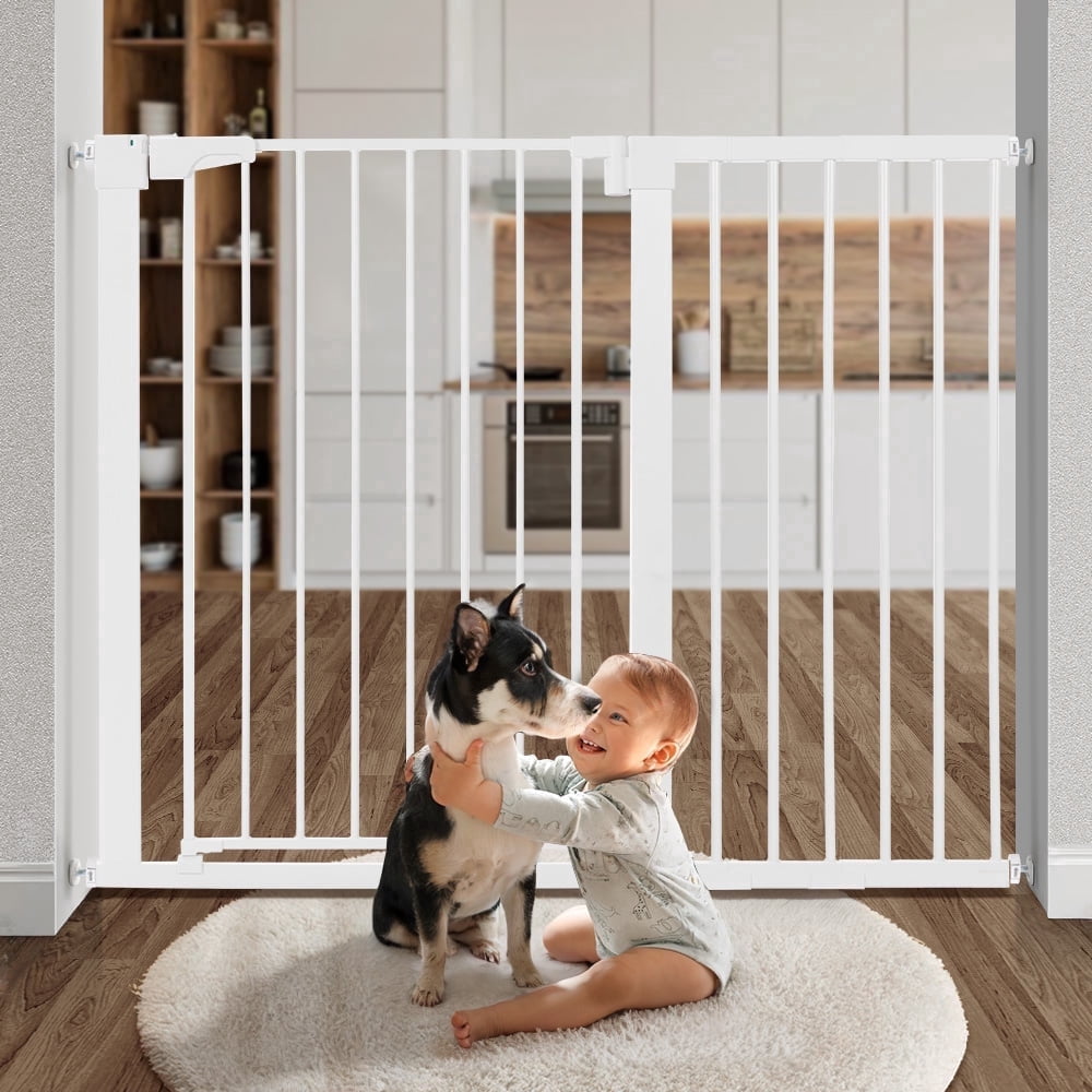Baby Safety Gate, Caveen 36" Tall, 29.5-48.8" for Stairs and Doorway,Pressure Mount Baby Gate for Ages 6 to 36 Months, White