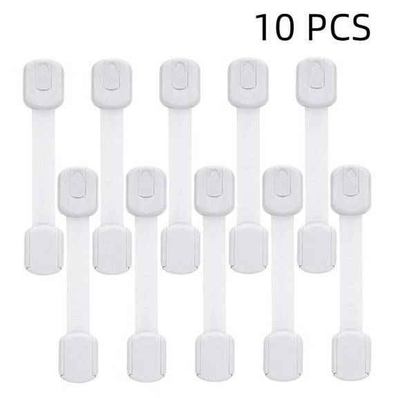 Baby Safety Locks for Cabinets - (10 Pack) Adjustable Cabinet Locks for Babies, No Drilling Child Safety Cabinet Locks Straps for Latching to Drawer Door Fridge Oven Toilet Seat