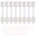 thumbnail image 1 of Baby Safety Locks - Maveek 8 Pack Child Proofing Adjustable Latches for Drawers Doors/Cupboard/Dresser Doors/Closet/Toilet Seat/Oven/Refrigerator, Transparent Colors, Free 9 Extra Adhesive Pads, 1 of 9