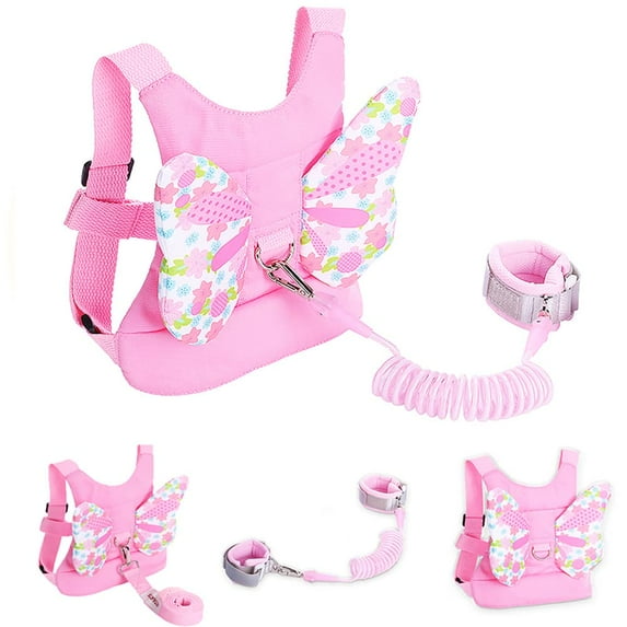Baby Safety walking Harness,Toddlers Leash + Anti Lost Wrist Link Child Kids Safety Harness with Leash Kids Assistant Strap Angel Wings Travel Backpack Christmas Gift,2 pack