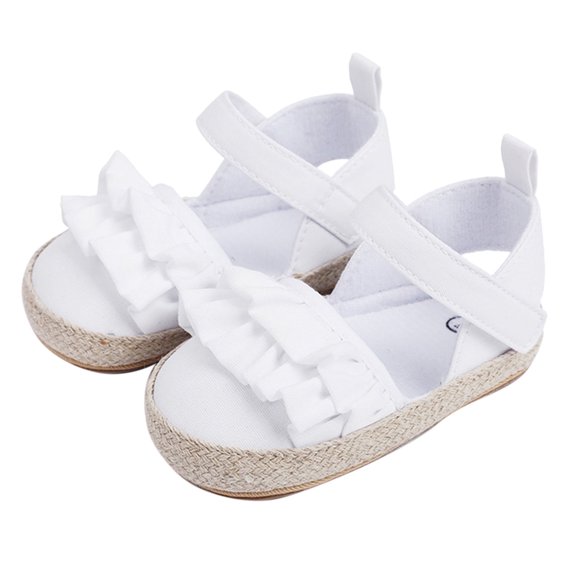 Baby Sandals Girl Ruffles Shoes First Walkers Shoes Summer Flat Sandals Girls Summer Shoes,Size 0 Months-6 Months
