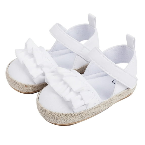 Baby Sandals Girl Ruffles Shoes First Walkers Shoes Summer Flat Sandals Girls Summer Shoes,Size 0 Months-6 Months