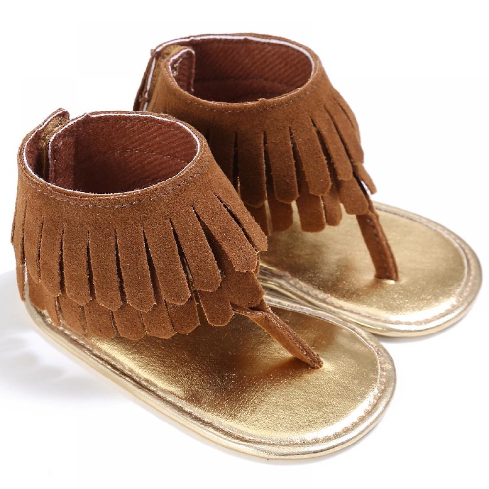 Baby Sandals Tassels with Non Slip Rubber Sole Premium Dress Shoes for Prewalker Girls Toddler Sandals Moccasins Boots Summer Flats Walking Shoes - image 1 of 7