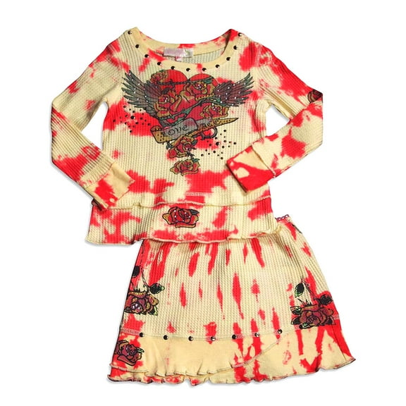 Baby Sara Infant Girls Trendy Long Sleeve Tie-Dye Thermal Skirt Set